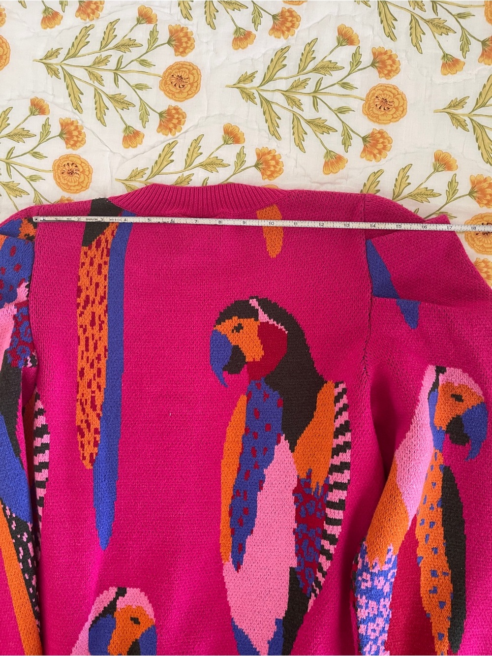 FARM Rio Hot Pink Parrot‑Print Knit Dress - Long Sleeve - Size S - Picture 12 of 12